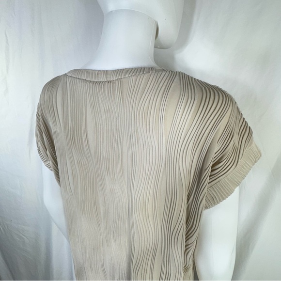 Women’s Beige Textured Short Sleeve Career Top - Picture 5 of 7